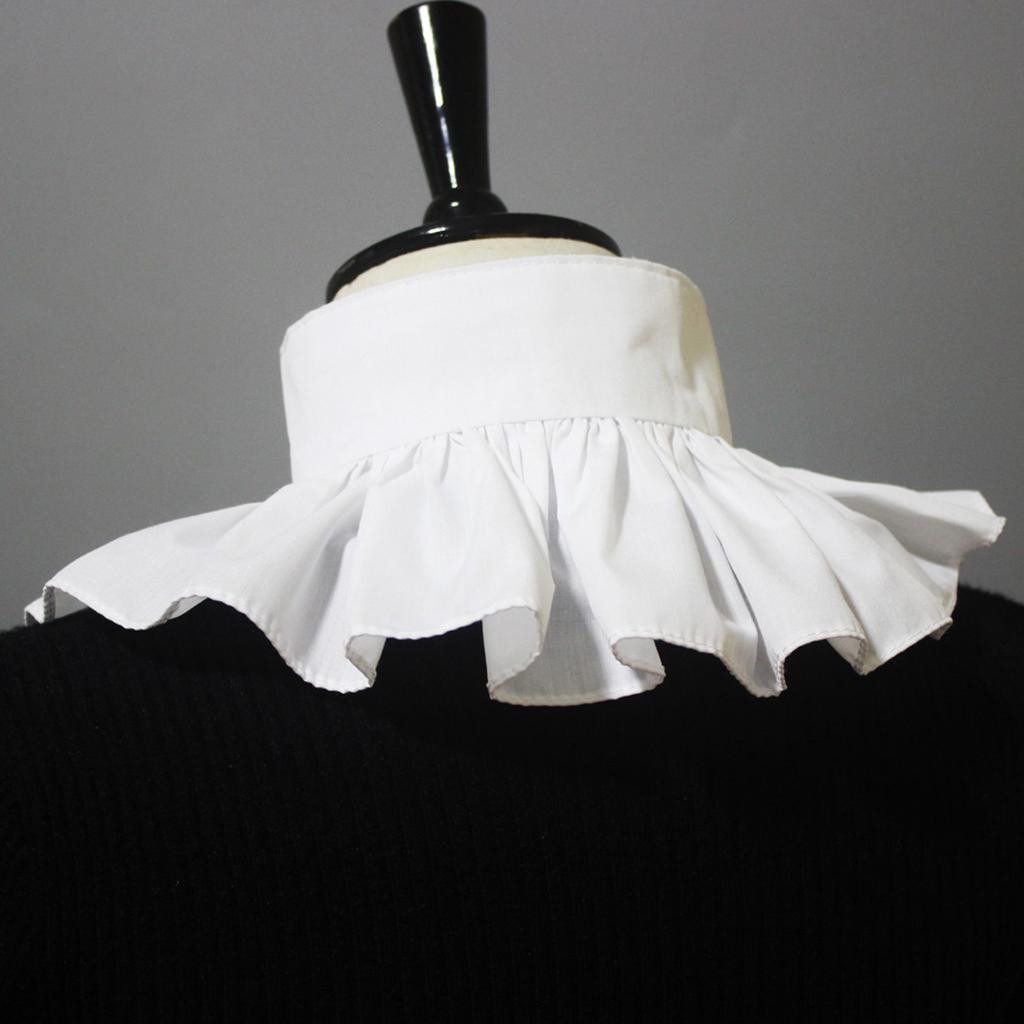 Dames Vintage Ruches Afneembare Nepkraag Victoriaans Renaissance Wit Nekkraagje Mini Capelet Vintage Choker Ketting