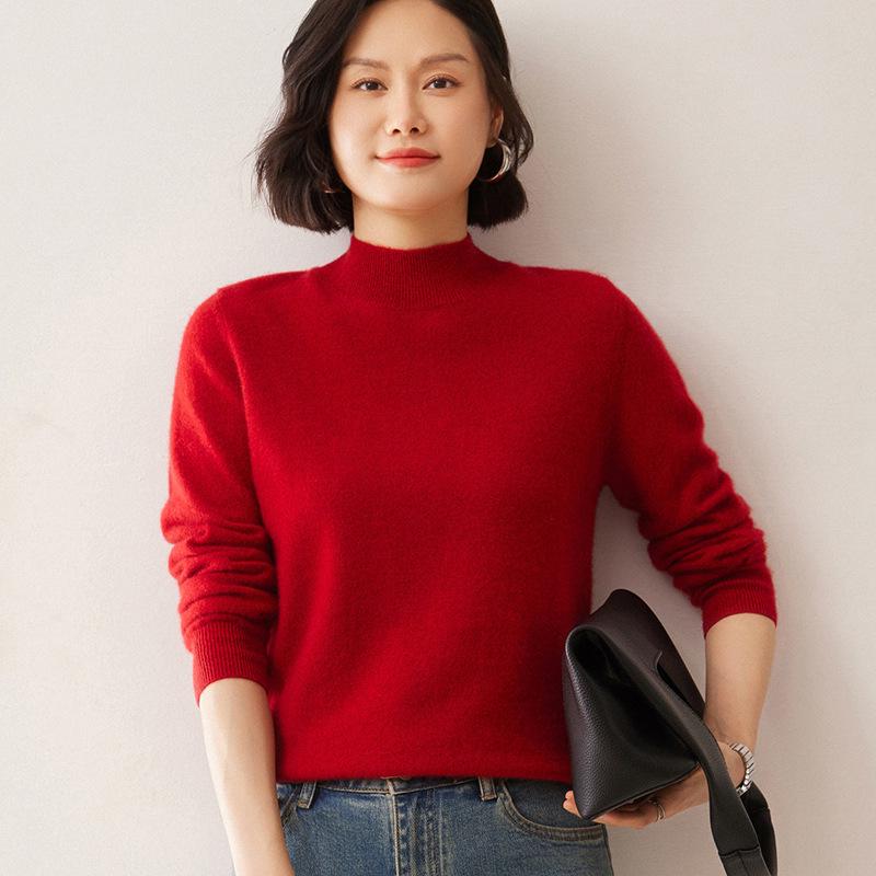 Women's Solid Color Cashmere Turtleneck Sweater - Autumn/Winter Base Layer Pullover