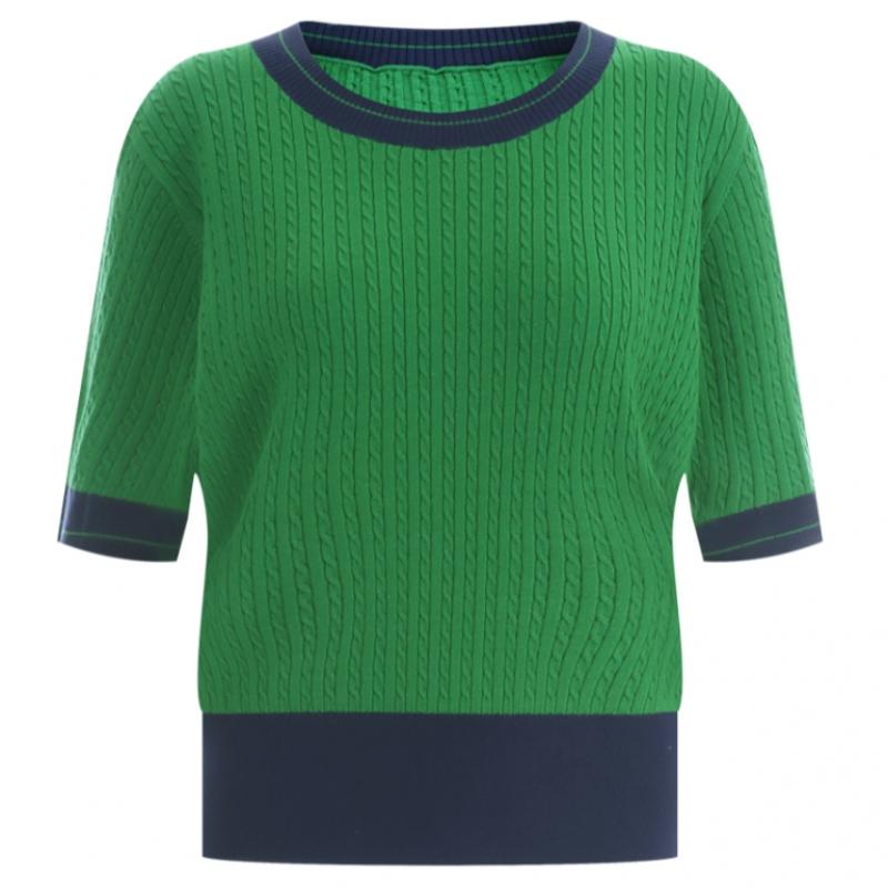 Shop   Women S Cable Knit Round Color Block Regular Fit Short Sleeve Tee Frb Wkn