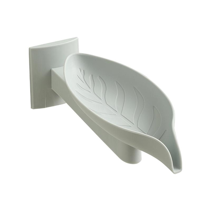 Rotatable No-Drill Wall-Mounted Leaf Soap Dish Holder with Drainage