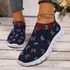 Women's Knitting Casual Sneakers Fashion Butterfly Print Soft Sole Running Shoes Woman Lightweight Breathable Flat Trainers 2025