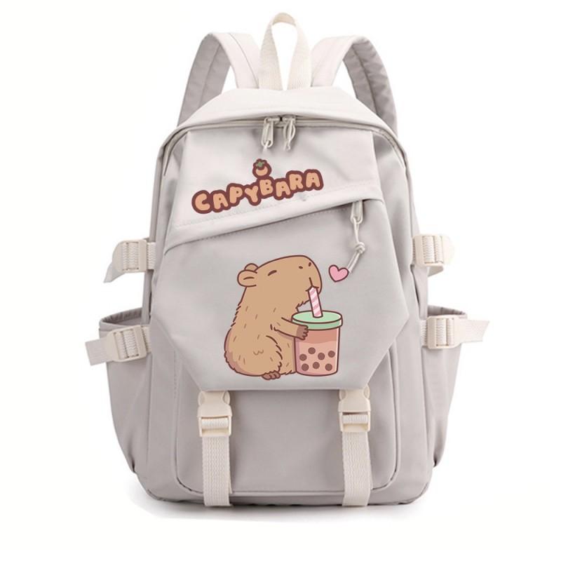 Capybara Cartoon School Backpack Teen Students Lightweight Nylon Dual-Shoulder Bag Campus Travel Study Unisex