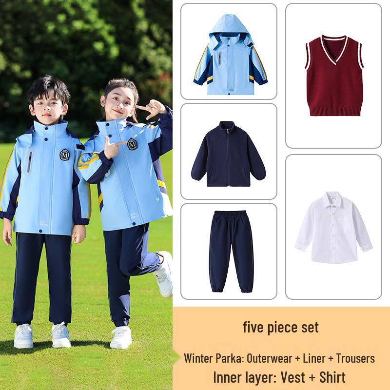 Elementary School Windbreaker Three-Piece Set for First Graders: Spring, Autumn, and Winter Uniform