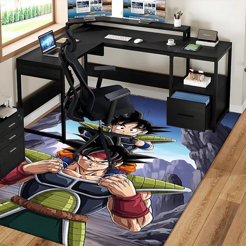 1pc Dragon Ball Z Goku & Vegeta Anime Cartoon Design Office Chair Mat Non-Slip Carpet for Home Decor, Festival Gift, Suitable for Office, Living Room,