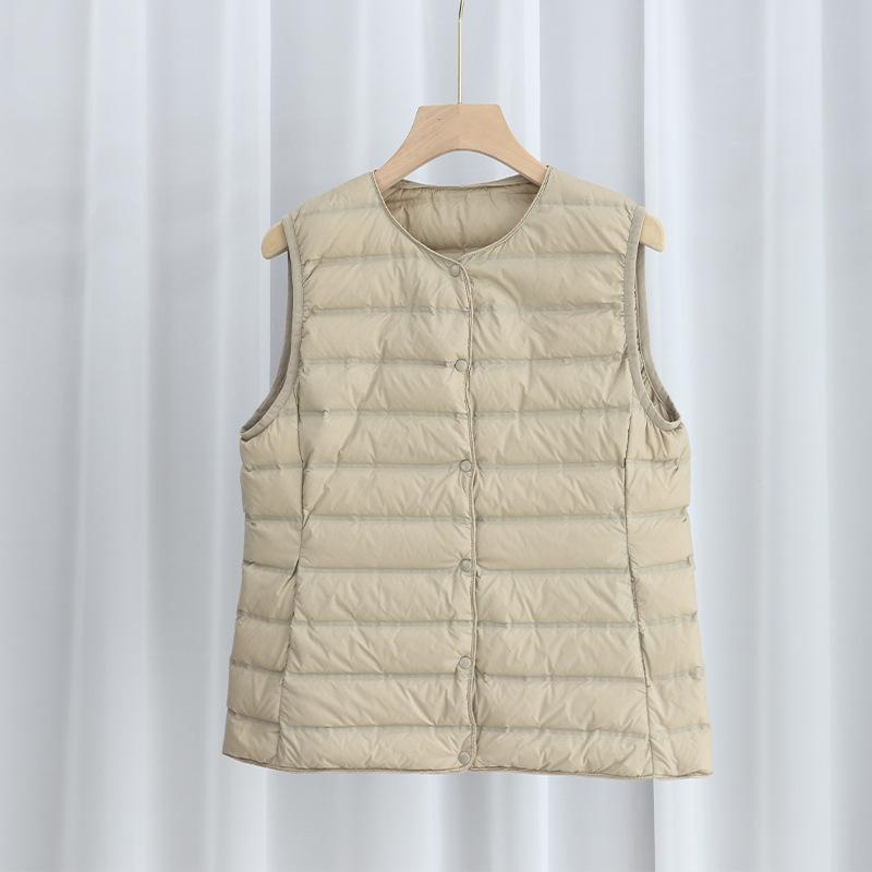 New Light and Thin Collarless Down Vest Women's White Duck Down Liner Thin Down Jacket Pressure Glue Vest Vest