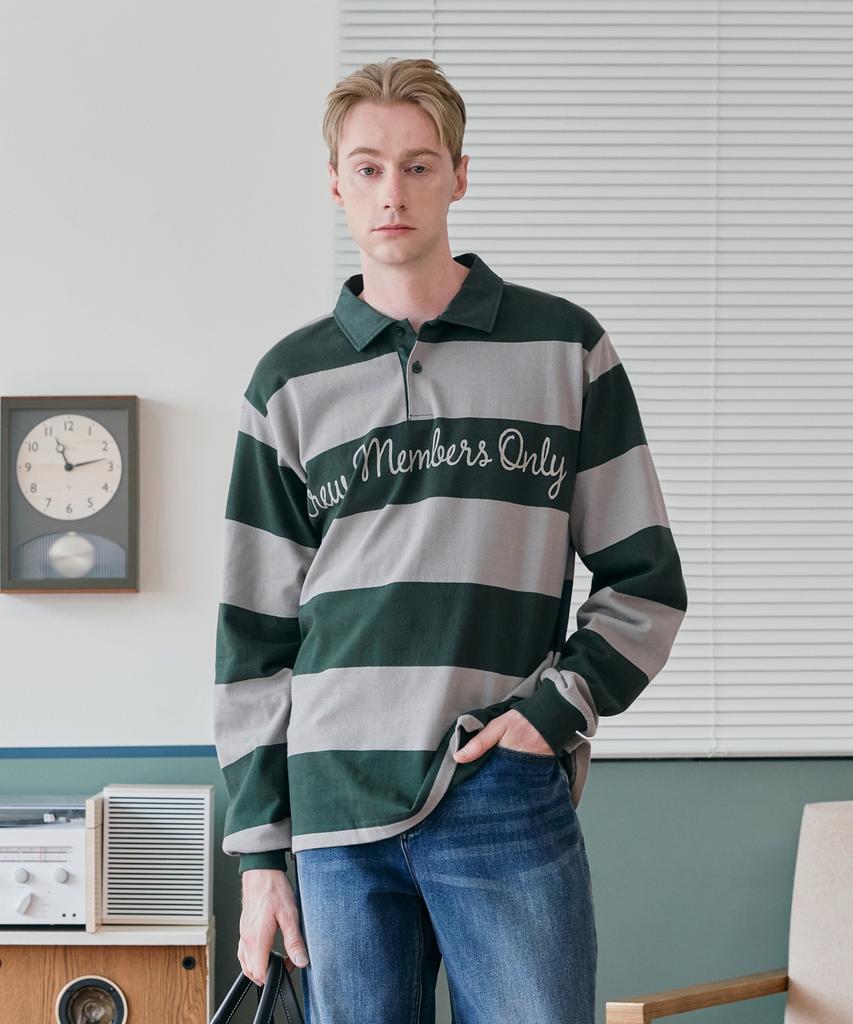 CREW MEMBERS ONLY Heritage Stripe Polo Green