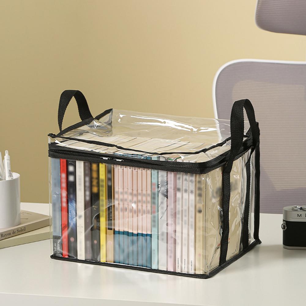 1PC Foldable Portable Book Storage Box Student Storage Bag Hd Transparent Large Capacity Workbook Storage Box
