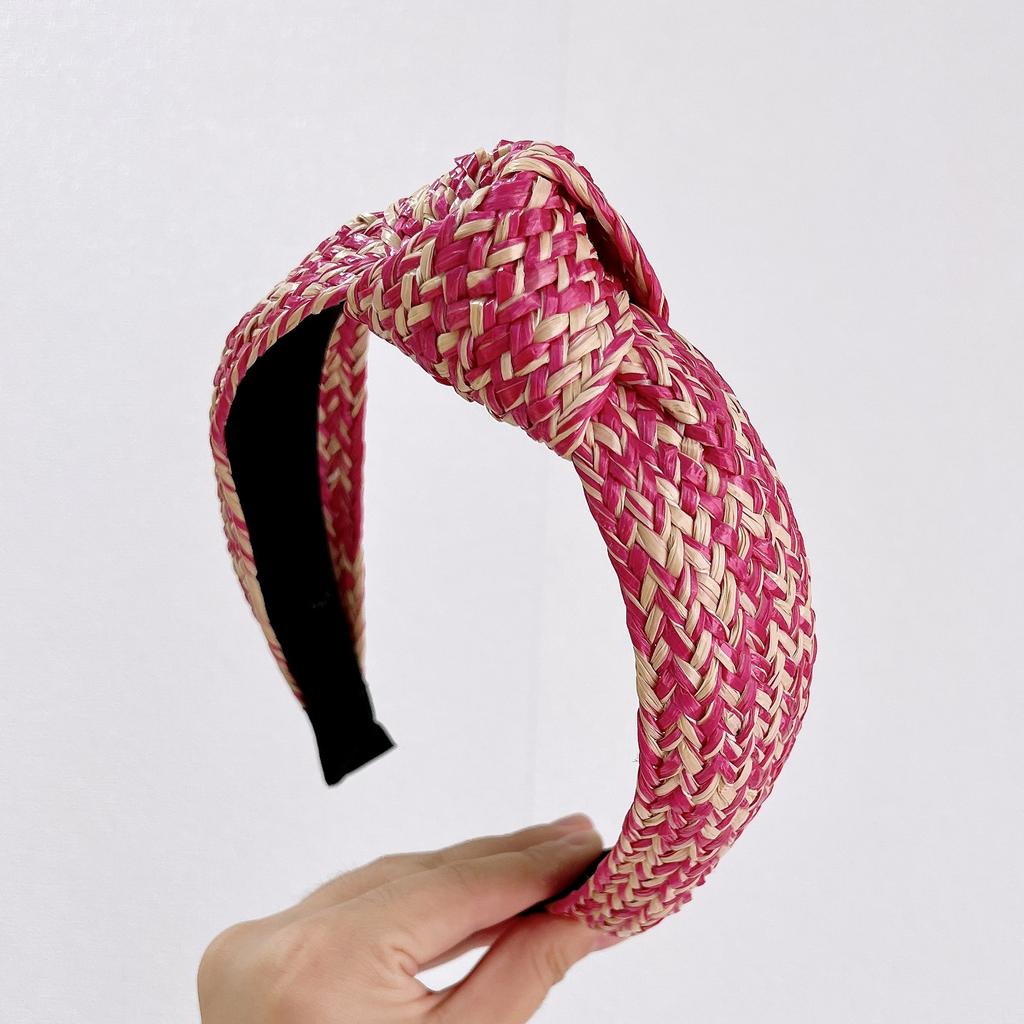 PROLY New Fashion Women Headband Raffia Pressed Knotted Hairband Wide Side Autumn Headwear Hair Accessories