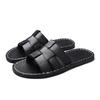 Men Slippers Handmade Simple Flats Brown Leather Sandals Black Summer Roman Sandals Open Toe Beach Shoes Plus Size