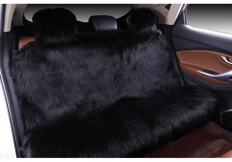Funda para Asiento de Coche Piel Sintética Cálida Funda para Asiento de Coche Felpa Sintética Negra Linda Fundas Coche Asiento Universales Accesorios Decorativos