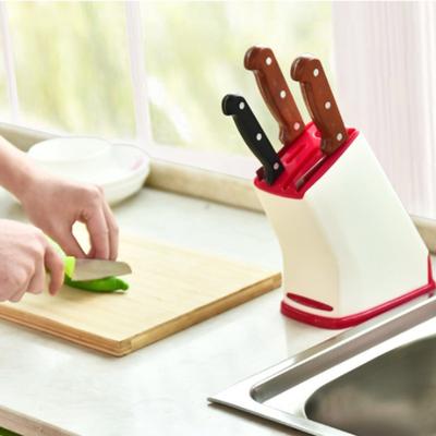 Portacoltelli da cucina multifunzionale e durevole, portacoltelli in plastica, contenitore, drenaggio, scolapiatti, articoli per la casa