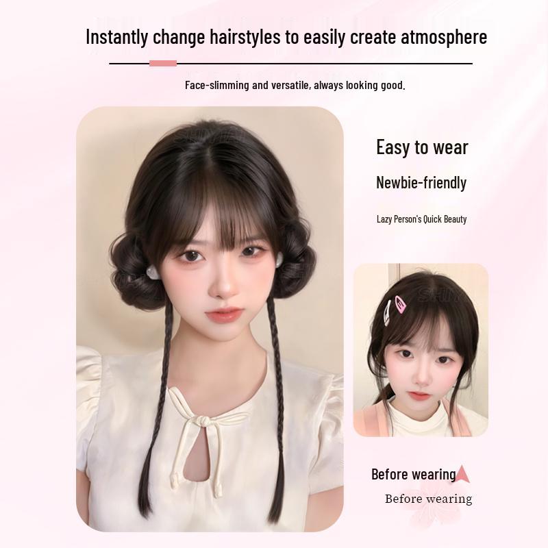 Women's Ancient Style Double Bun Braided Wig Hair Accessory