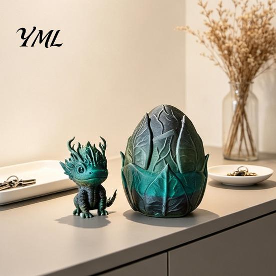 Desktop Dragon Egg with Mini Toy, 3D Printed Miniature Figurine, Decoration for Home Office Model
