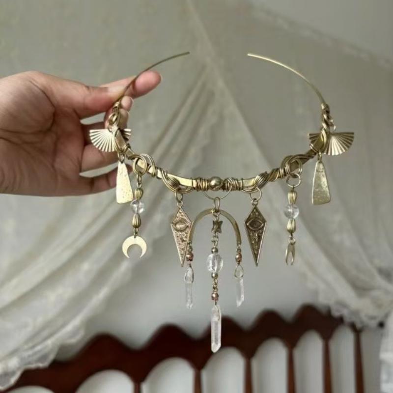 Vintage Glamourní Choker Červený Křišťál Měsíc Geometrický Přívěsek Náhrdelník Dámský Denní Nošení Maturitní Večírek Rande Šperky Dárek