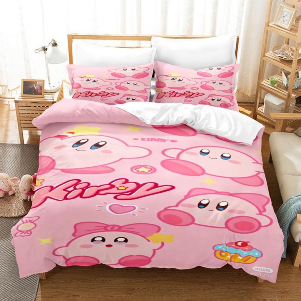 2026 Cartoon Roze Ster Kirby Bondgenoten Dekbedovertrek Kussensloop Beddengoed Set Volwassene Jongen Meisje Slaapkamer Decoratie Enkel Dubbel Groot Formaat