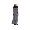 Polo Ralph Lauren SS24 Pruhované vaflové pletené šaty s dlouhým rukávem slim fit Dámské šaty Tmavě modrá WMPODRSNFA20618-410