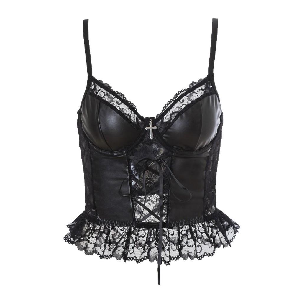 European Style Lace-Up PU Corset Camisole: Waist Cinching & Body Shaping Design