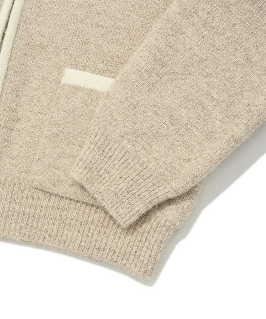 Covernat Woman Fluffy Zip-Up Cardigan Oatmeal