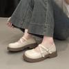 British style platform small leather shoes women's summer French flat-soled single shoes 2025 new models with skirts love Mary Jane shoes
