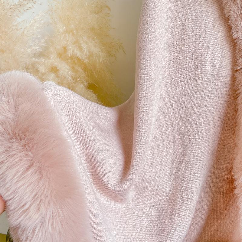 Autumn and winter new solid color imitation Rex rabbit hair temperament woolen cape shawl women's large size knitted cardigan jacket