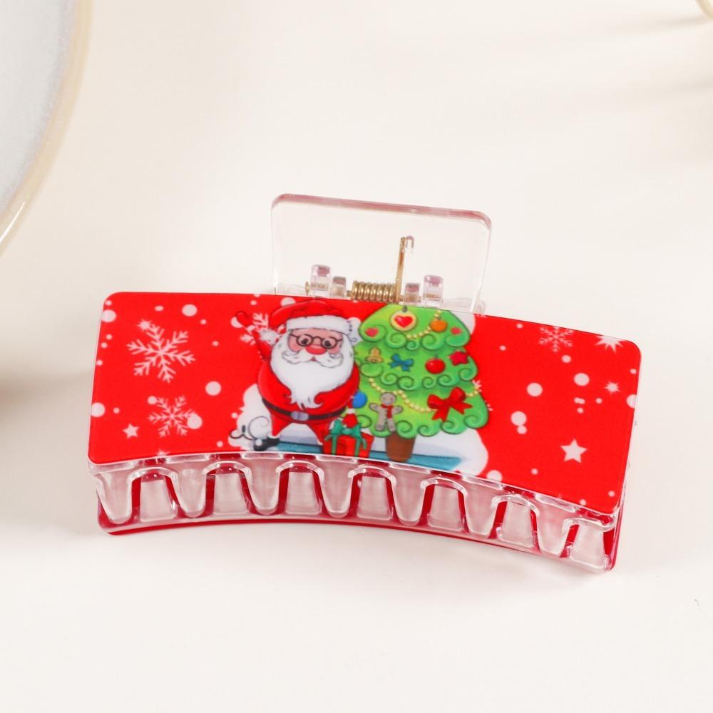 1pc Cute Festive Christmas Hair Claw Clips Claus Snowflake Prints Acrylic Perfect Hair Accessories Xmas Parties Holiday Styling