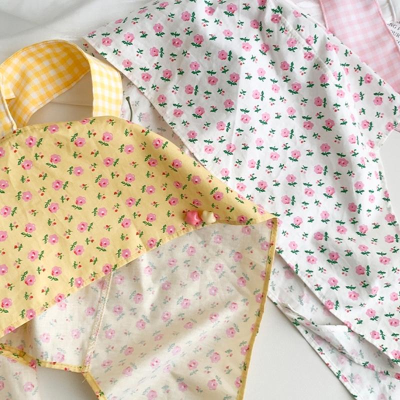 Cute Rabbit Ears Headscarf Hat Cherry Flossom Pattern Soft Cotton Hair Accessory For Women Adults Adjustable Headwear