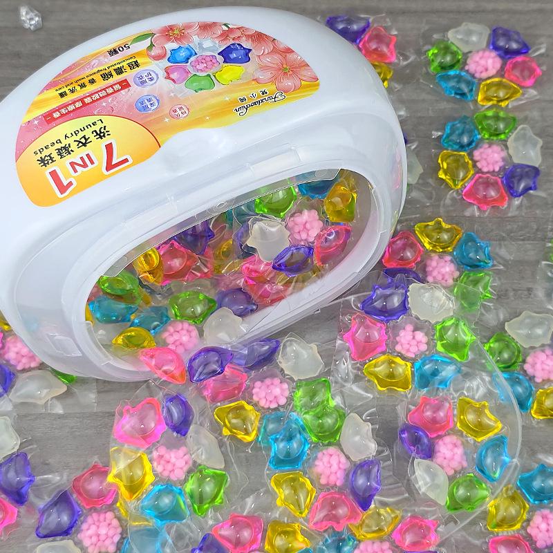 Seven-Chamber Laundry Pods (50 pcs) - Stain Removal, Softening, Long-Lasting Fragrance, Seven-in-One Laundry Balls.