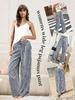 European Plaid Women's Wide-Leg Elastic High-Waist Pajama Pants with Drawstring