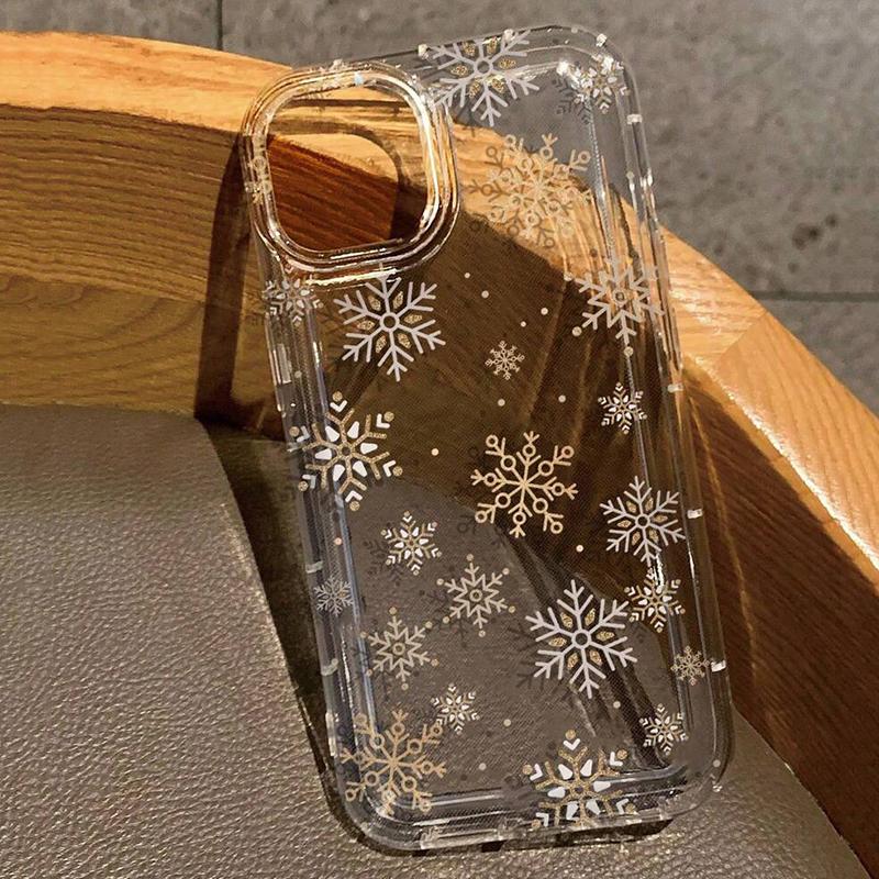 Winter Golden Snowflake Print Clear Phone Case for Xiaomi Mi Poco M6 X6 X3 Pro 5g Poco M6pro 4g Shockproof Soft Silicone Cover