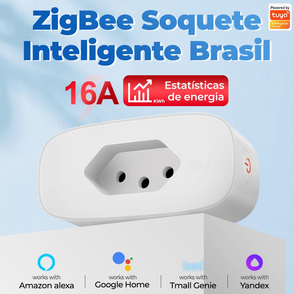 Tuya Zigbee 16a Brazilia Monitor de putere Adaptor de priză pentru priză de mufă inteligentă standard Timer App Voce pentru Google Home Alexa Smart Life