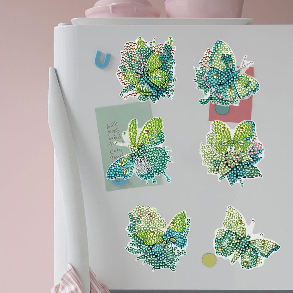 6/8/12 Pcs Diamond Art Fridge Magnets Sticker Blue Pterosaur Diamond Painting Magnets Refrigerator Green Butterfly Special Shape