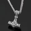 Titanium Steel Thor's Hammer Pendant Necklace - Viking Odin Design for Men and Women