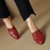 Fashion NEW Spring Women Loafers Pointed Toe Chunky Heel Shoes Genuine Leather Shoes for Women Concise High Heels Slip-on Women Pumps