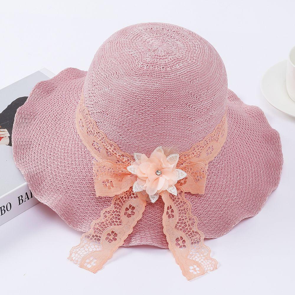 Ladies' Summer Sun Hat Fashionable Foldable Sun Hat Basin Hat Sunscreen UV Flower Cool Hat
