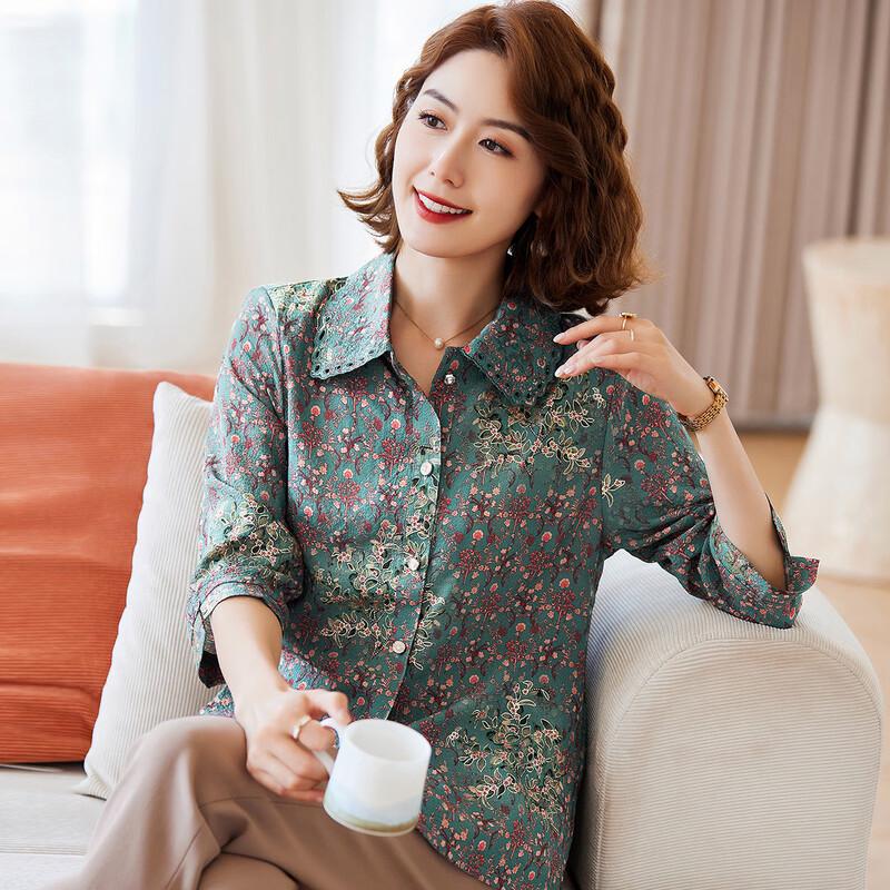 Pastellfarbene Damen-Freizeitbluse mit Aufdruck und 3/4-Ärmeln