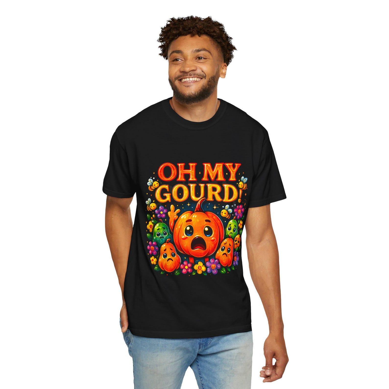 Oh my Gourd Funny Gardening Shirt Colorful Flower Tee,, Botanical Graphic Top M