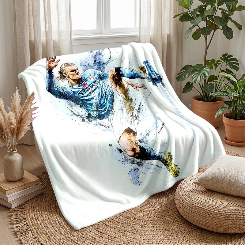 Erling Haaland Theme Blanket Soft Flannel Blanket Plush Throw Blanket Cozy Sofa Bed Blanket for Home Decor