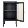 Small Sideboard with 1 Door, 38x35x70 Cm, In Glass and Black Metal