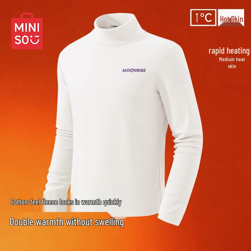 MINISO Men s Winter Thermal Fleece-Lined Mock Neck T-Shirt 2XL