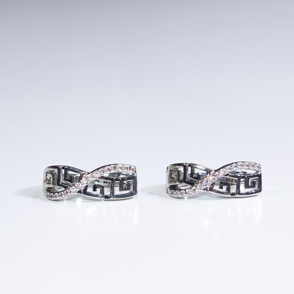 Cercei cu geometrie din platină goală cu zircon alb Cerceu personalizat pentru bijuterii fine placat cu zirconiu