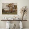 Vintage Warm Tone Autumn Landscape Trees Mid Century Canvas Oil Painting Poster Wall Art Pictures Cozy Home Room Decor