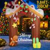 9.84FT Yard Party Decoration Inflatable Gingerbread House Arch Toys LED Light Xmas Home Decor Ornaments Supplies Christmas Gifts