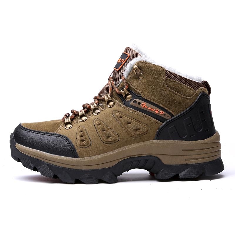 High-top Boots Men Comfortable Warm Plush Anti-slip Outdoor Hiking Shoes Men Breathable Durable Thick-soled Soft Snow Boots Men