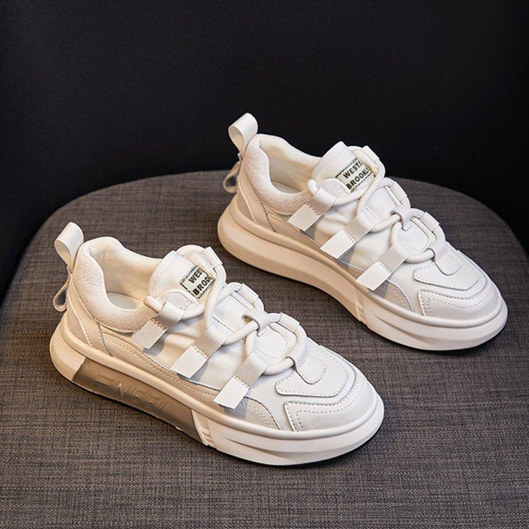 White Shoes Women's  New Platform Soft Bottom Color Matching Women's Shoes Fashion Design Middle School Student Sports Casual Shoes Women