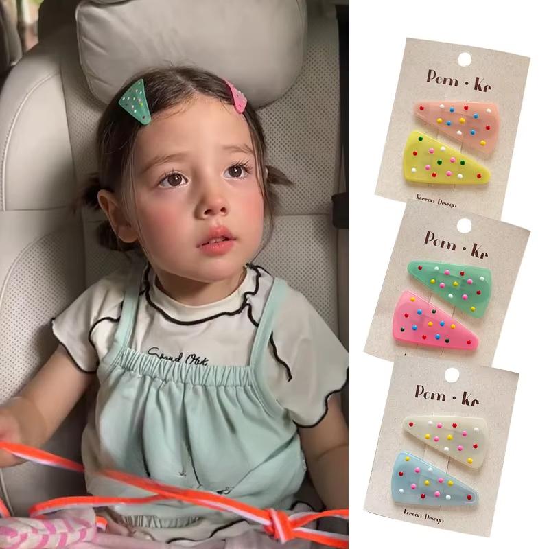 2pcs/set Cute Jelly Color Korean Fashion Kids Girl Hair Clip Triangle Candy Sweet Barrttes for Children BB's Clip Headwear