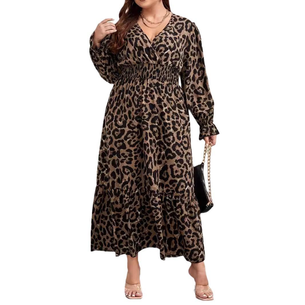 Осеннее платье с цветочным принтом и оборками на рукавах Платья больших размеров 5XL — фото 6