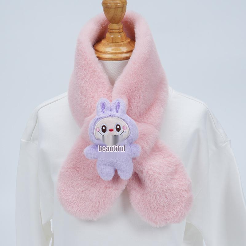 Plüsch-Winter-Schal im koreanischen Stil, Süßer und warmer Nackenschutz für Mädchen und Schülerinnen
