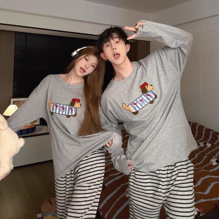 Women s Spring & Autumn Long Sleeve Pajama Set - Round Neck, Imitation Cotton Women s M, L