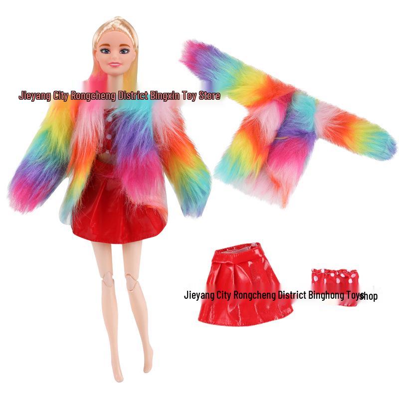 11-Inch Barbie Doll 3-Piece Fashion Set: Woolen Coat & Dress