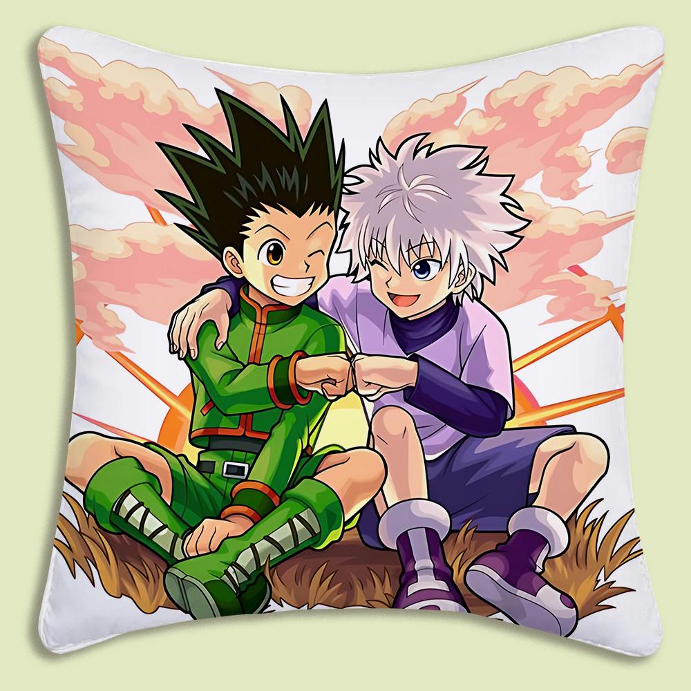 Anime Hunter x Hunter Pillow Covers Cartoon Sofa Decorative Home Doublesided Printing Short Plush Cute Cushion Cover